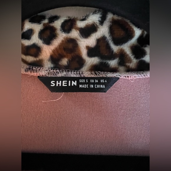 Shein pink and leopard print quarter zip top - Picture 3 of 5